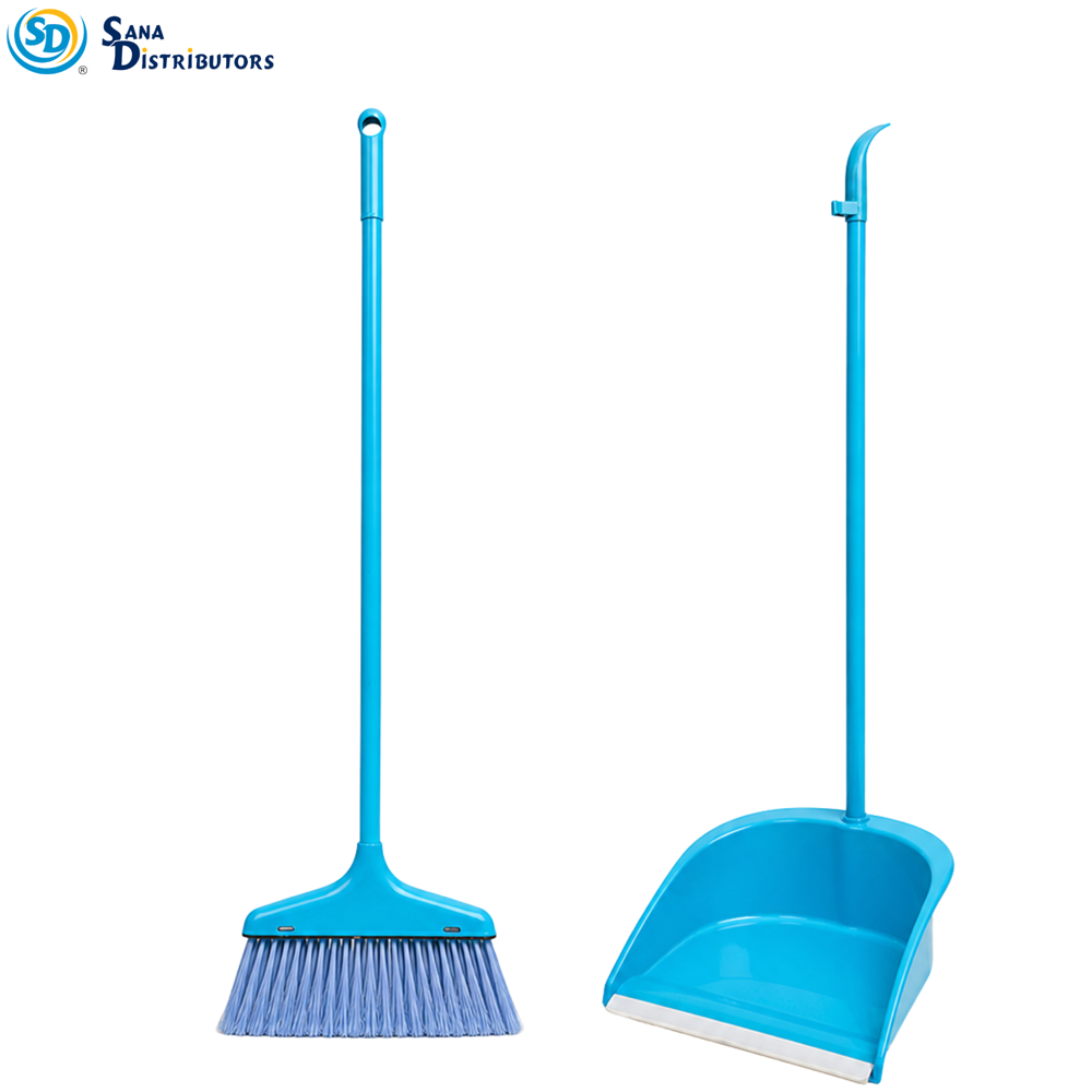 Plastic Broom with Dustpan 30" Ass.colors