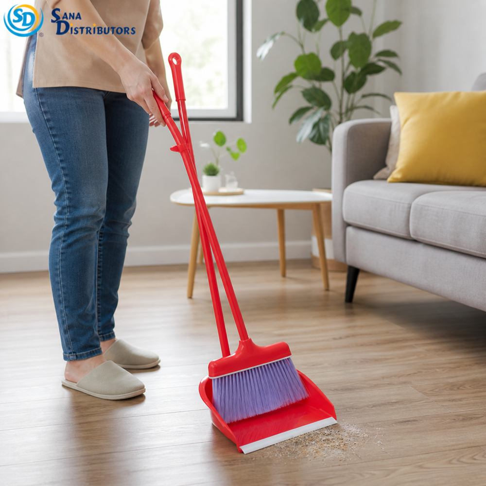 Plastic Broom with Dustpan