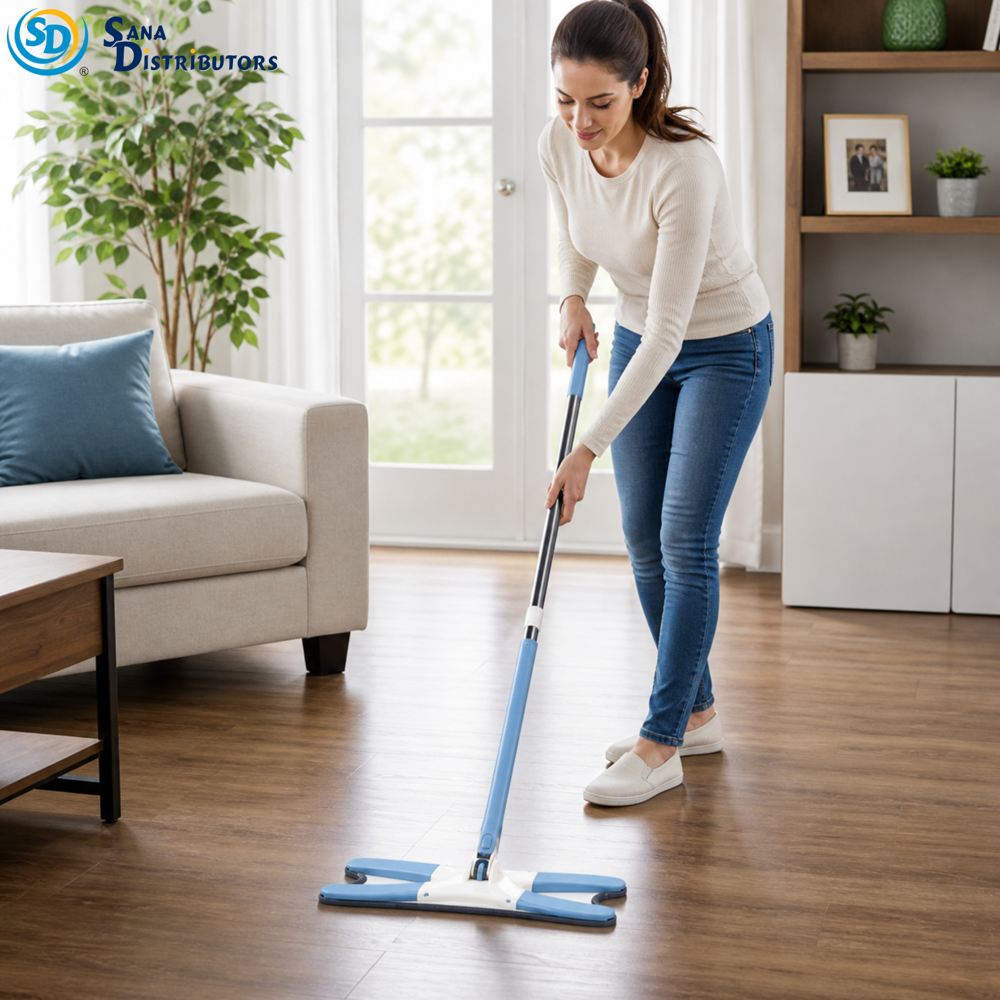 Flat Mop - Microfibre Head & Steel Handle 43"