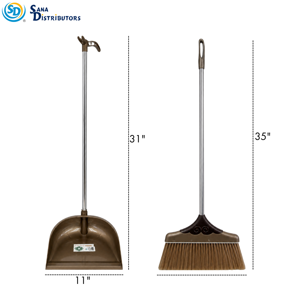 Broom W/ Dustpan - Ass.colors 34"