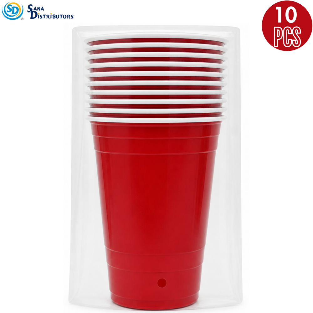 Plastic Red Cups 16 oz 10pcs 5" x 3.5"