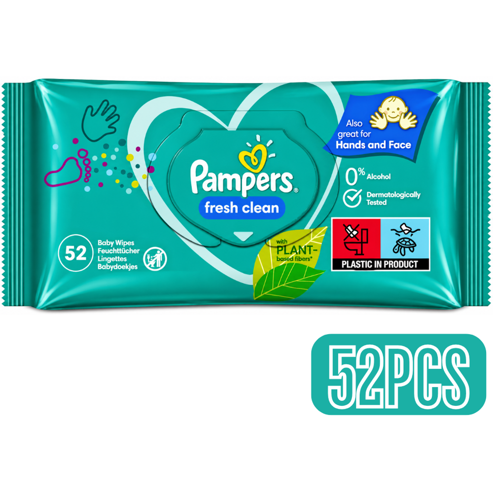 Pampers Baby Wipes Fresh Clean 52pcs [exp:04/28]
