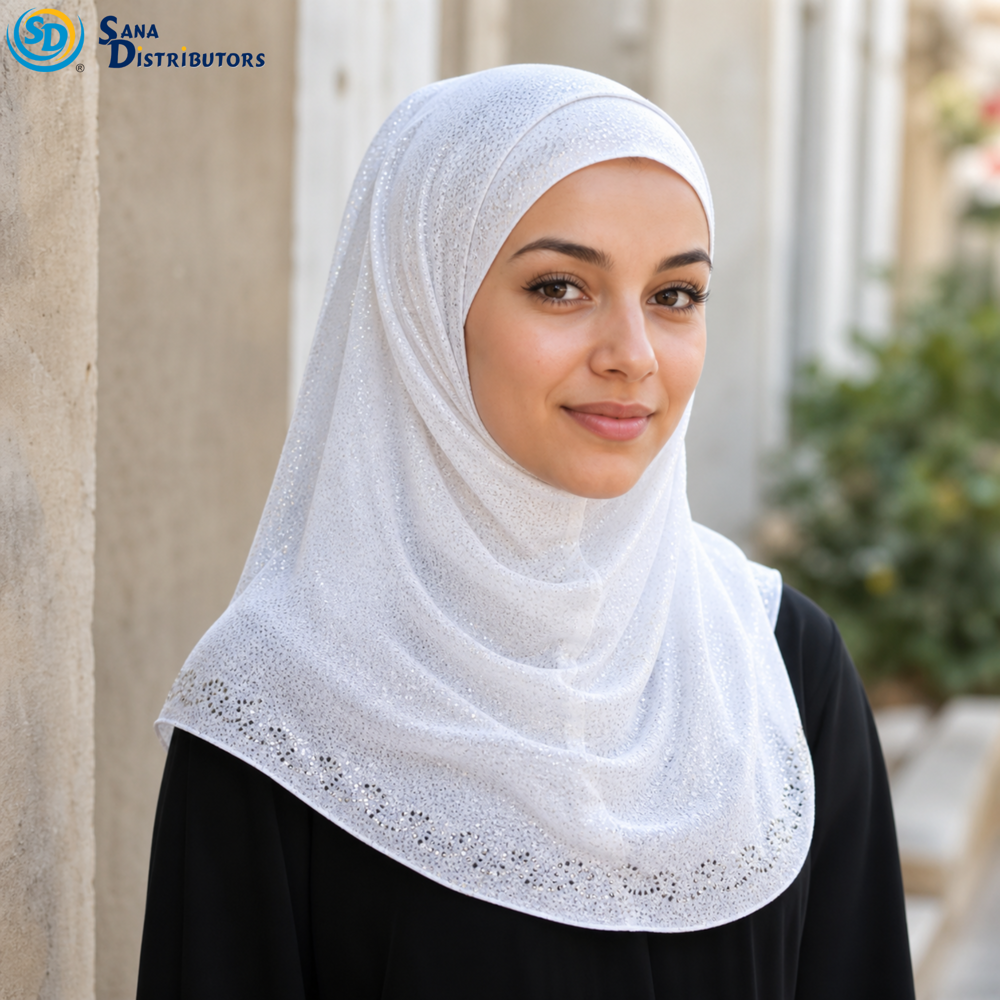 White Hijab - Sparkly