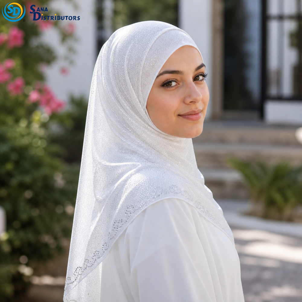 White Hijab - Sparkly