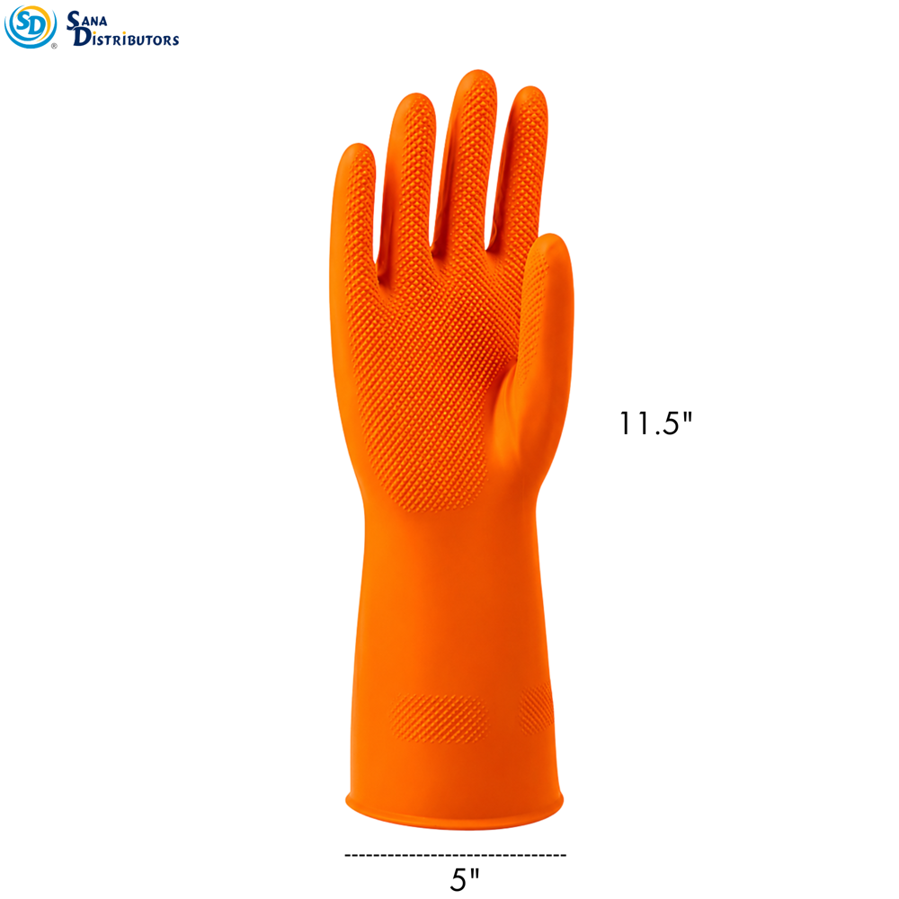 Kitchen Gloves - Orange 'M' ($13.08 for 12pcs)