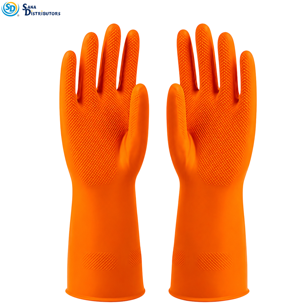 Kitchen Gloves - Orange 'M' ($13.08 for 12pcs)