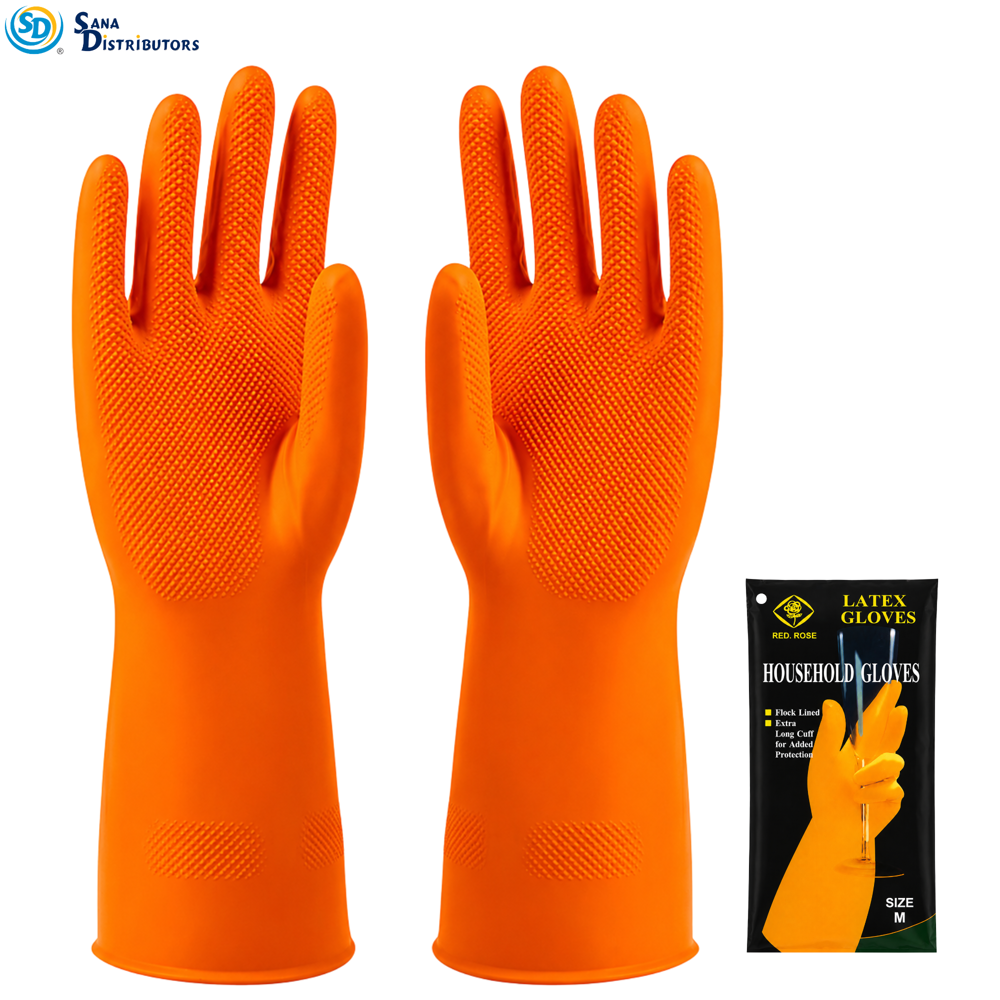 Kitchen Gloves - Orange 'M' ($13.08 for 12pcs)