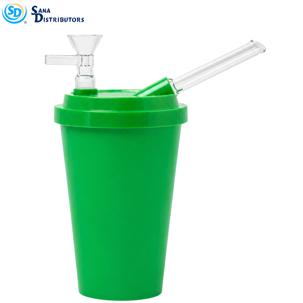 Coffee Cup Pipe with Glass Straw 6"x4" Assorted Colors