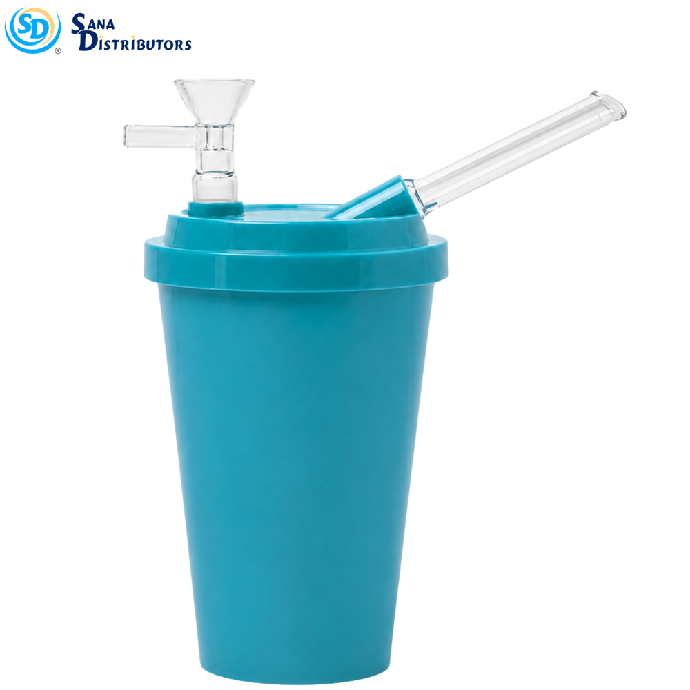 Coffee Cup Pipe with Glass Straw 6"x4" Assorted Colors