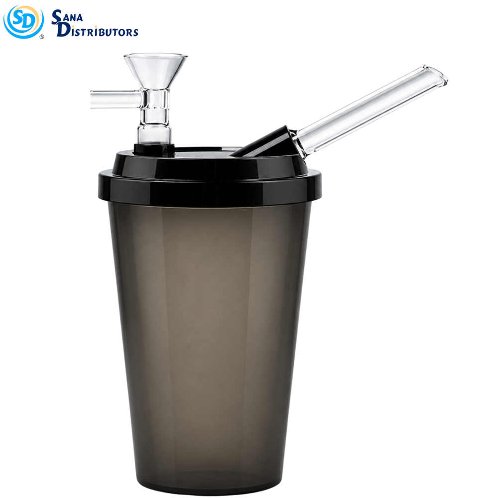 Coffee Cup Pipe with Glass Straw 6"x4" Assorted Colors