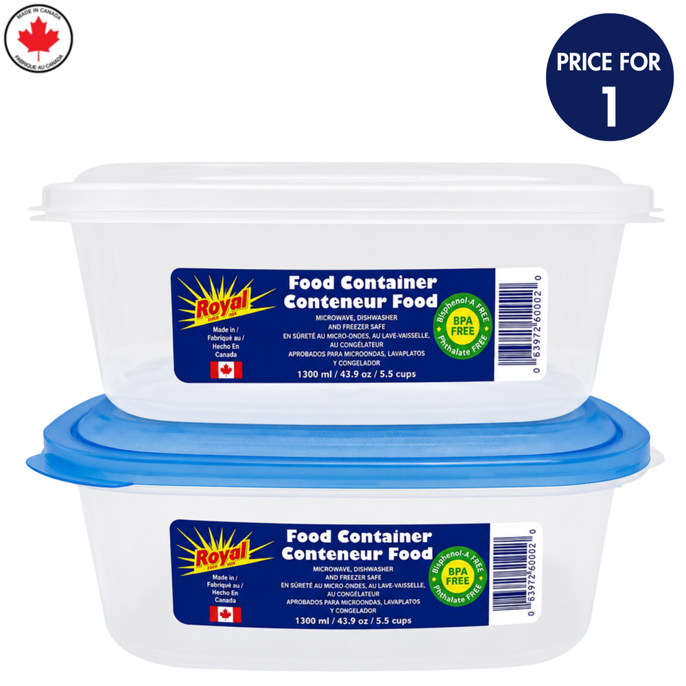 Royal Plastic Food Container Rectangular 1300 mL