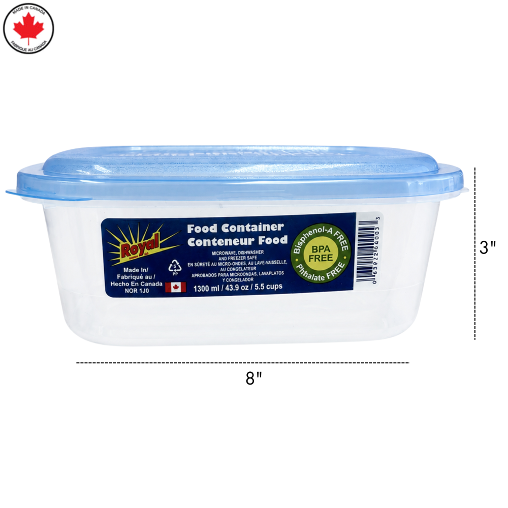 Royal Plastic Food Container Rectangular 1300 mL