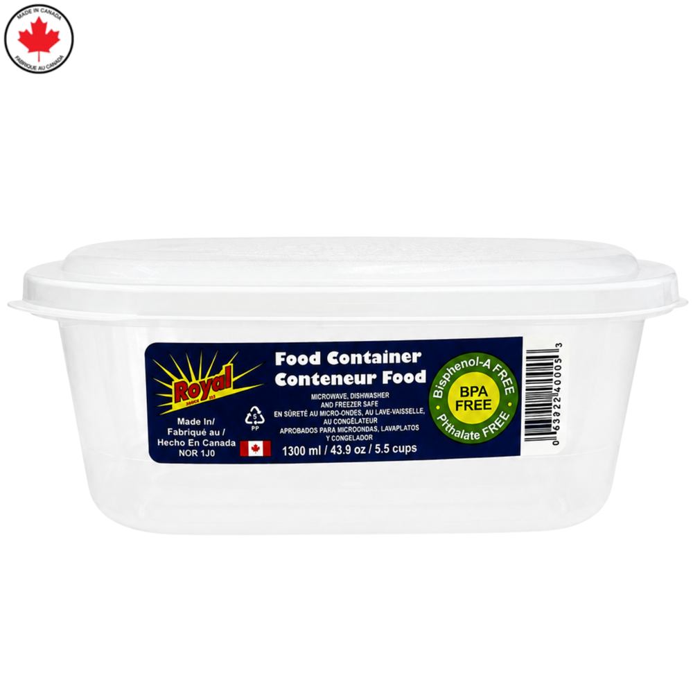 Royal Plastic Food Container Rectangular 1300 mL