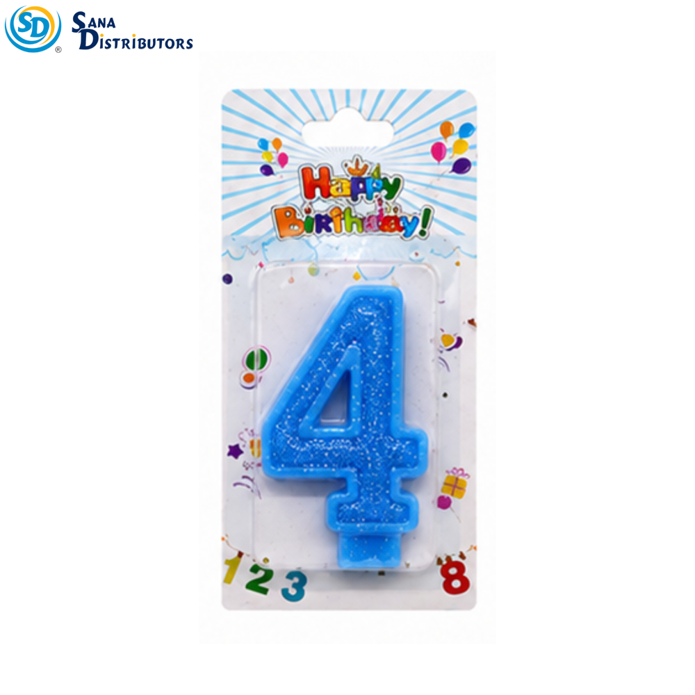 Birthday Candle - Glitter Digits - Blue #0-9 5"x3"