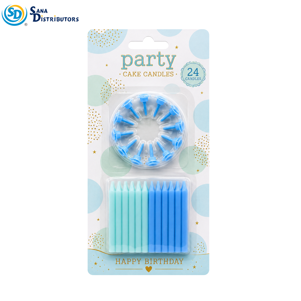 Birthday Candles 24pcs - Blue & Pink 8"x3"