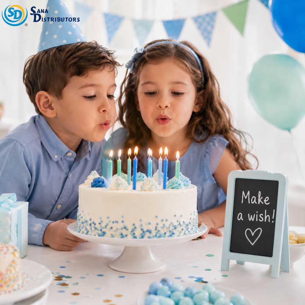 Birthday Candles 24pcs - Blue & Pink 8"x3"