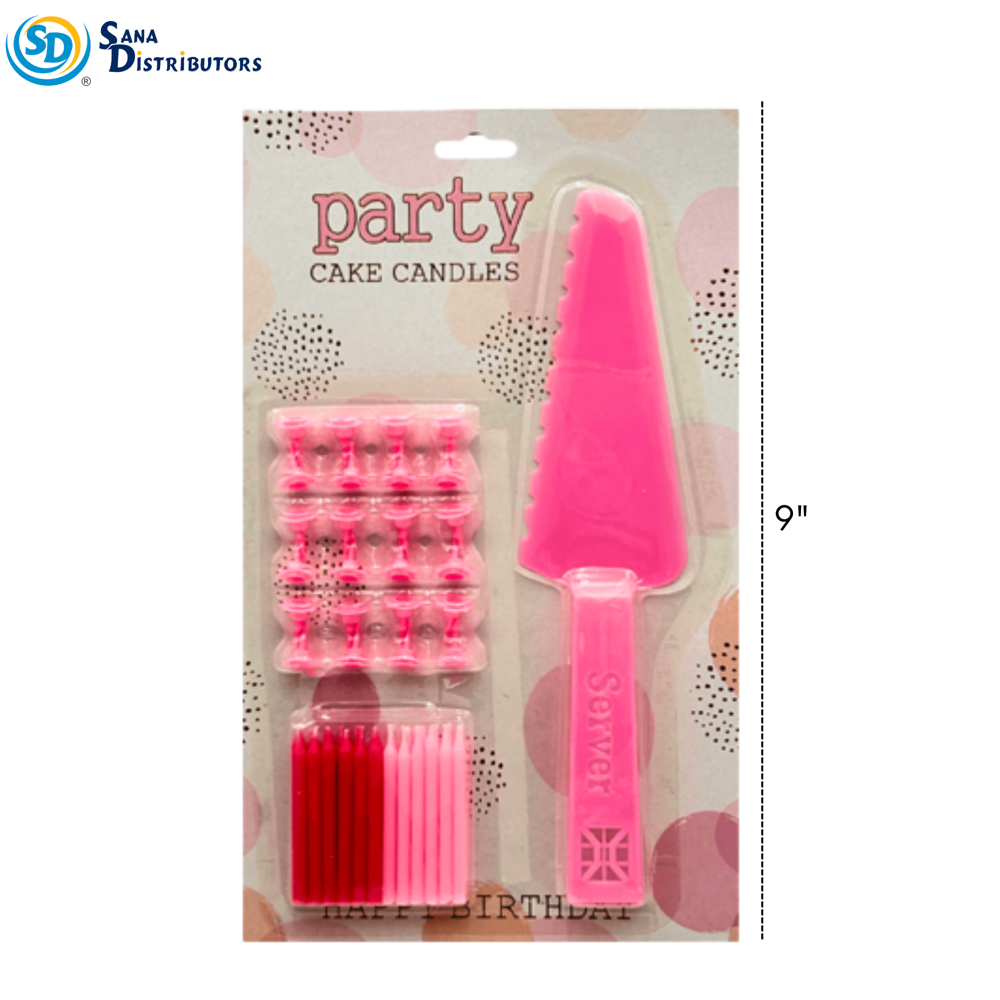 Birthday Candles & Serving Spoon - Pink & Blue 9"