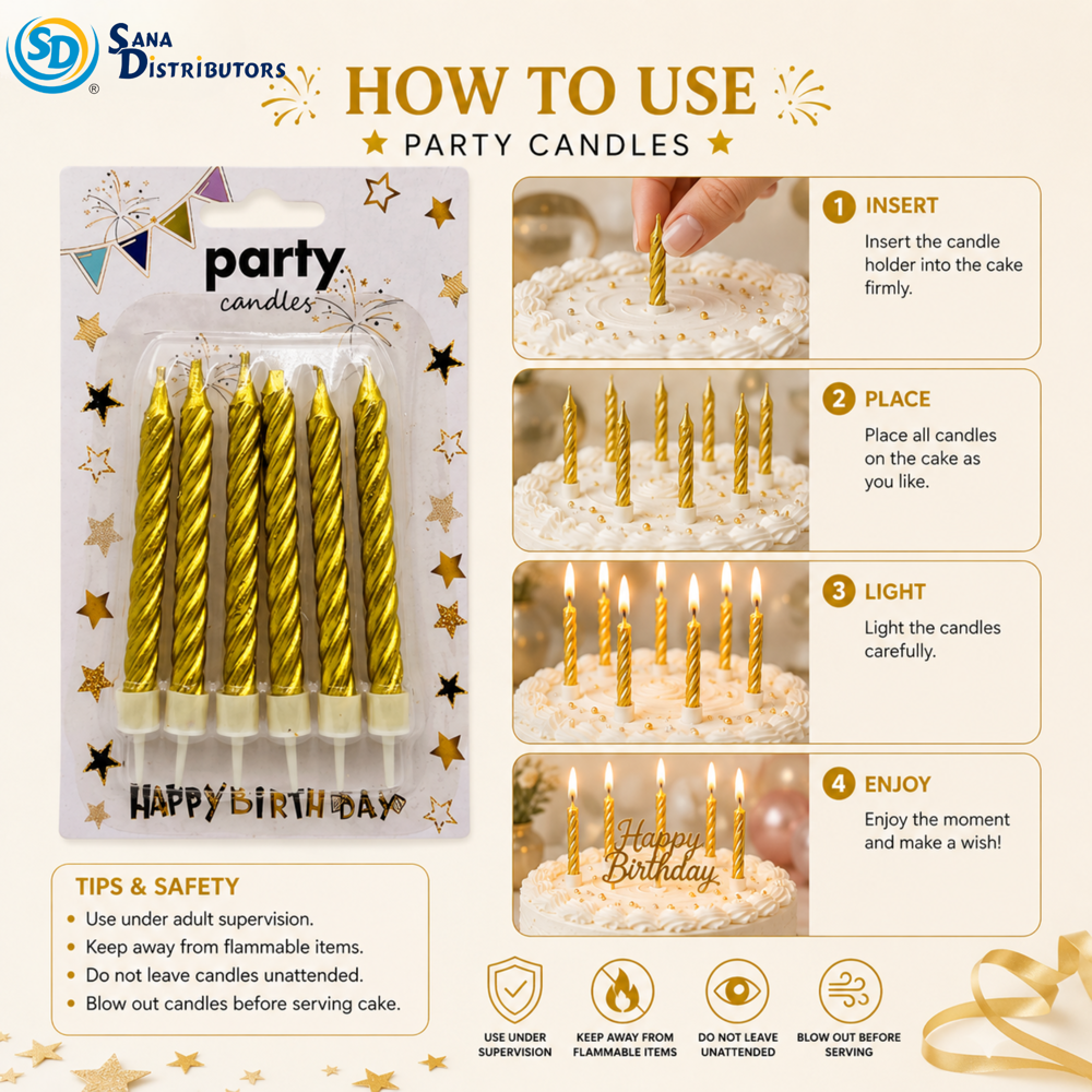 Birthday Candles - Spiral - Gold & Silver 6"x3"