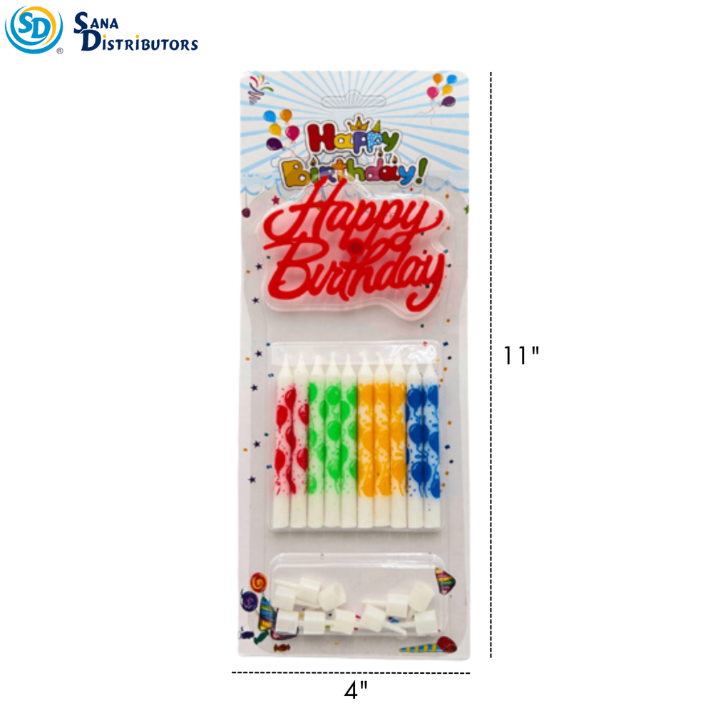 Happy Birthday Candle Set - Assorted 11"x4"