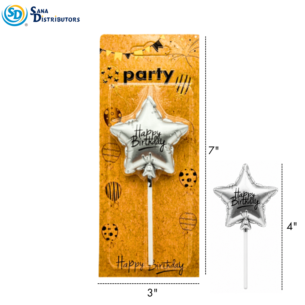 Birthday Candle - Star - Gold & Silver 7"x3"