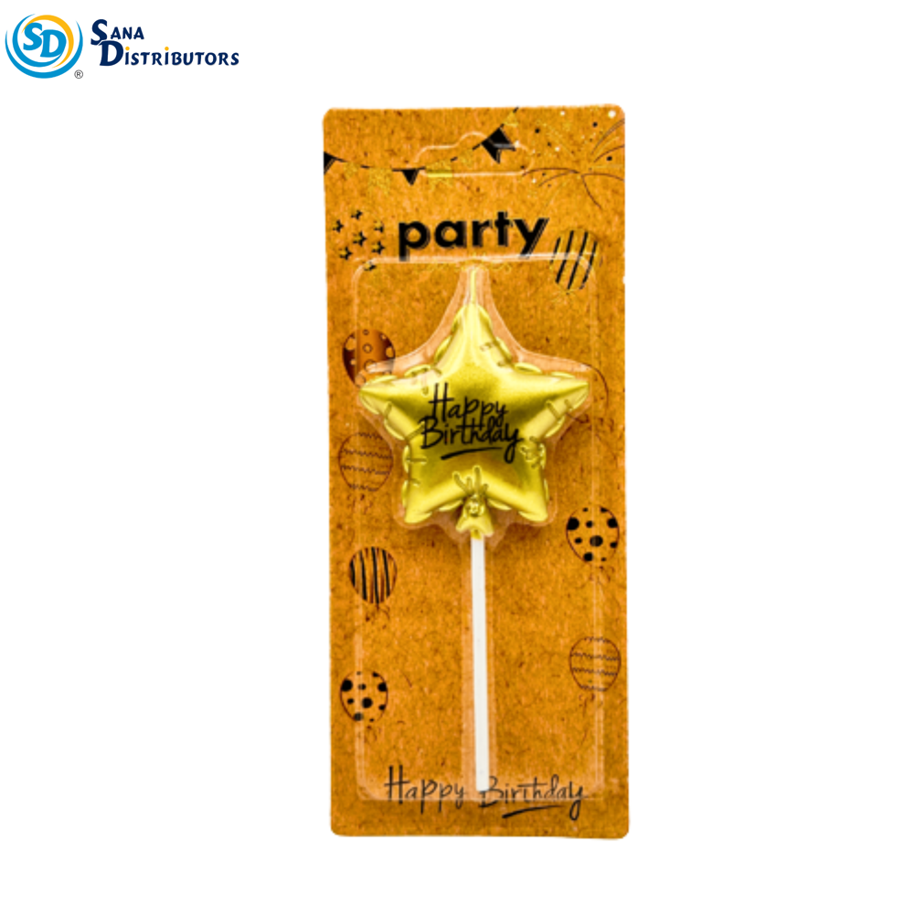 Birthday Candle - Star - Gold & Silver 7"x3"
