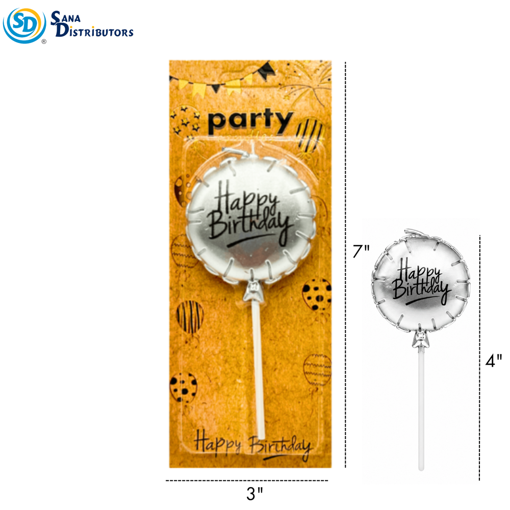Birthday Candle - Balloon - Gold & Silver 7"x3"