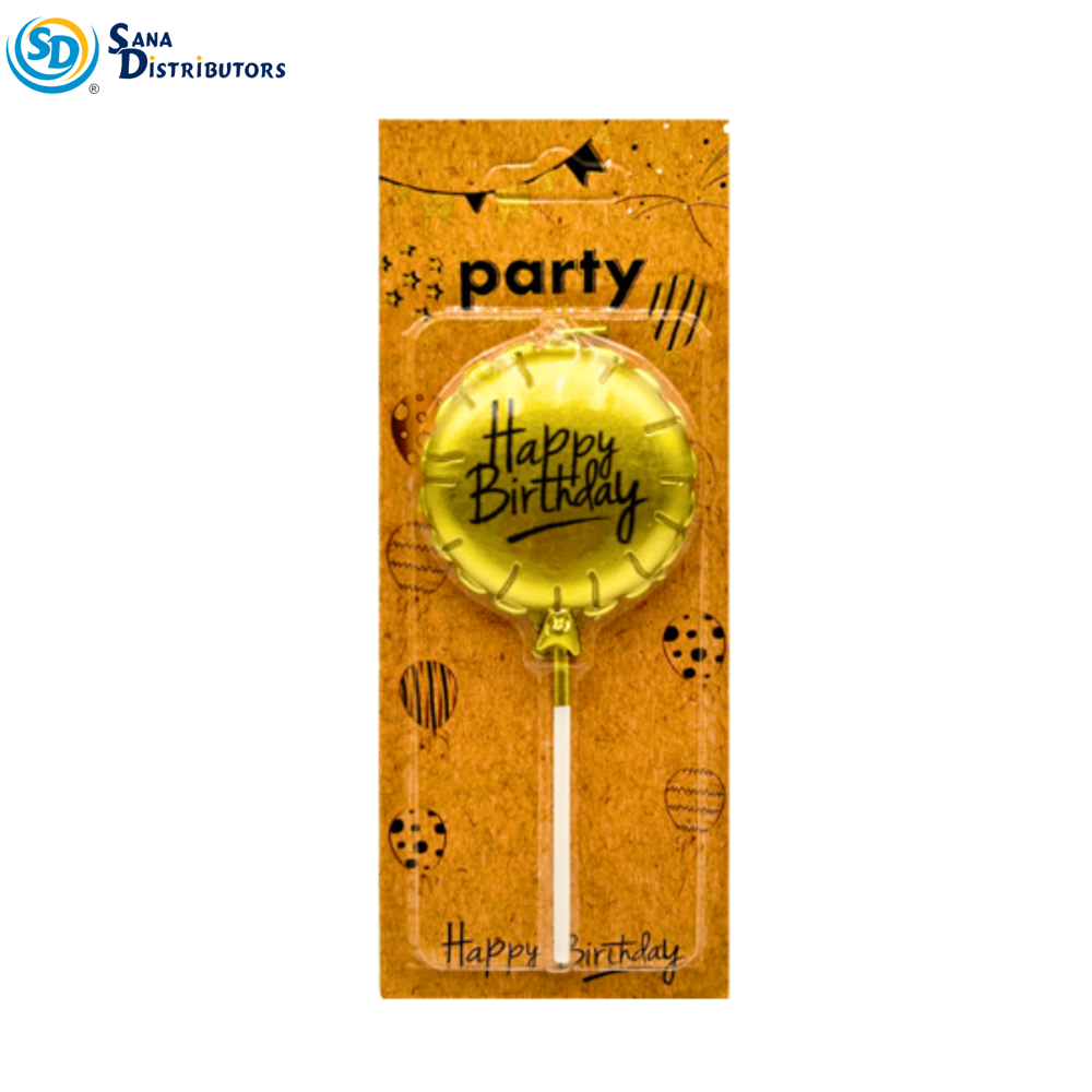 Birthday Candle - Balloon - Gold & Silver 7"x3"