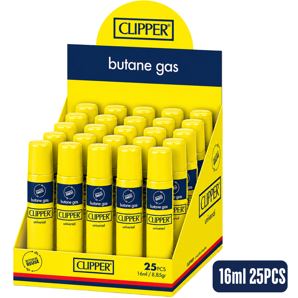 Clipper Butane Gas Yellow 16 mL 25pcs ($0.99 per Unit)