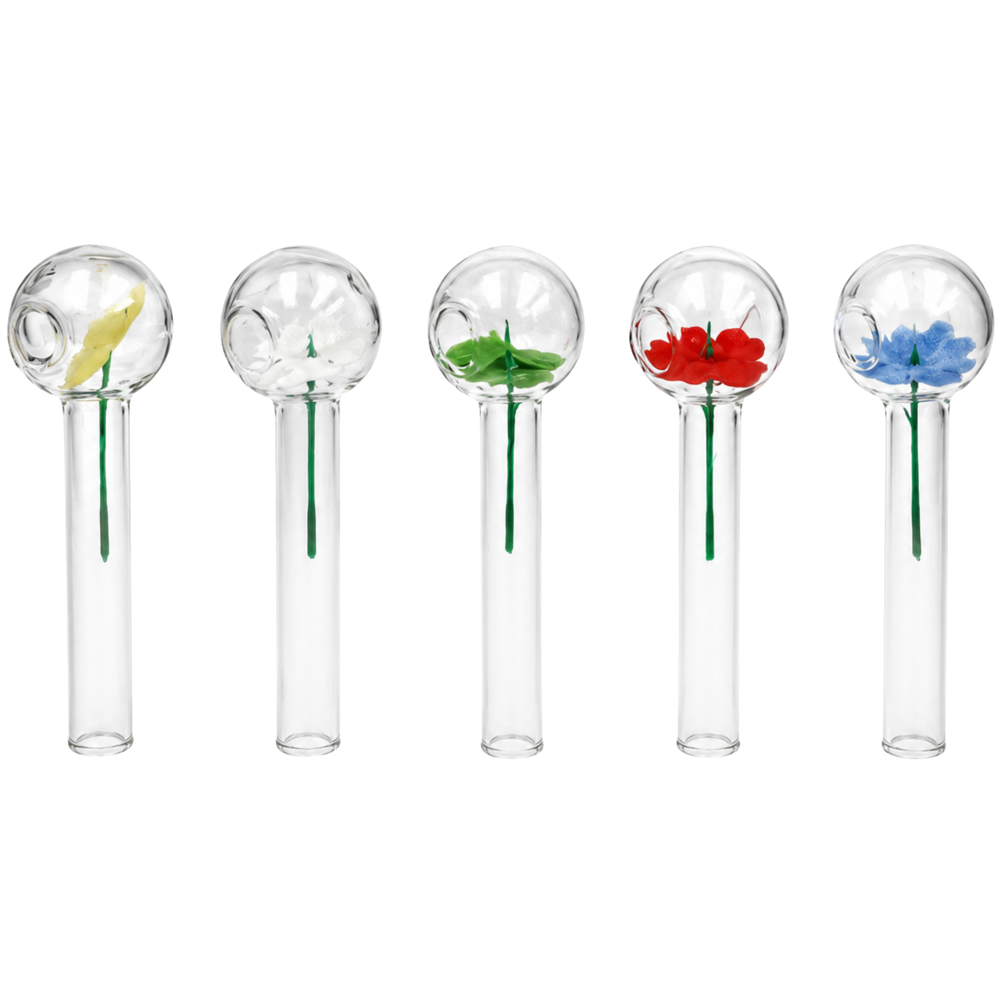 Happy Valentine Glass Rose Pipe 4.25"x1"-0.9MM Each ($14.16 for 24pcs)