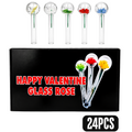 Happy Valentine Glass Rose Pipe 4.25"x1"-0.9MM Each ($14.16 for 24pcs)