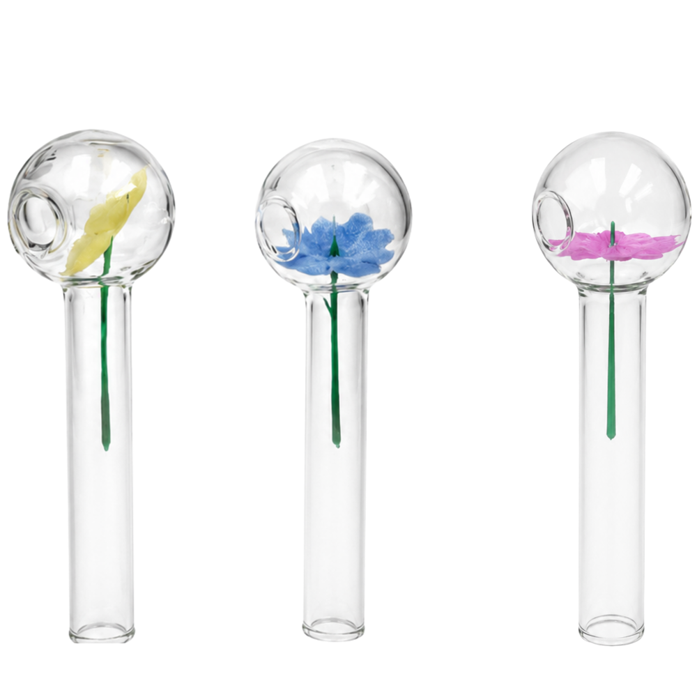Happy Valentine Glass Rose Pipe 4.25"x1" -0.7mm ($14.16 for 24pcs)