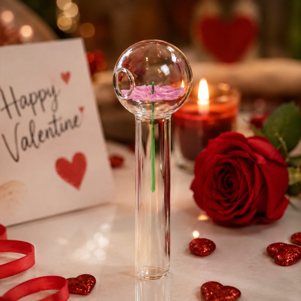 Happy Valentine Glass Rose Pipe 4.25"x1" -0.7mm ($14.16 for 24pcs)