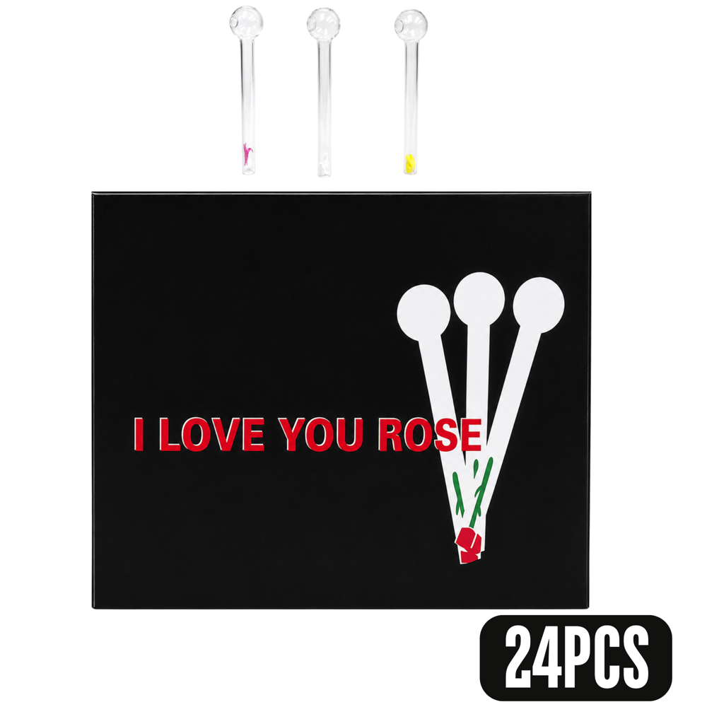 I Love You Glass Rose Pipe 6.25"x1" ($11.76 for 24pcs)