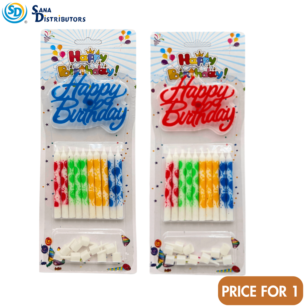 Happy Birthday Candle Set - Assorted 11"x4"