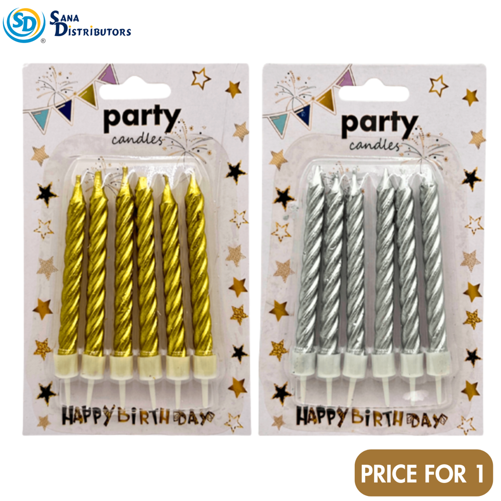 Birthday Candles - Spiral - Gold & Silver 6"x3"
