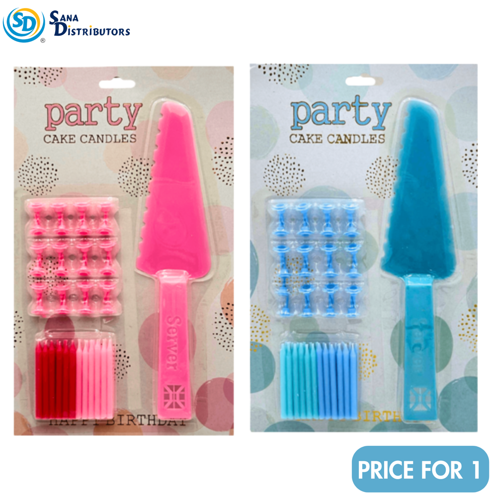 Birthday Candles & Serving Spoon - Pink & Blue 9"