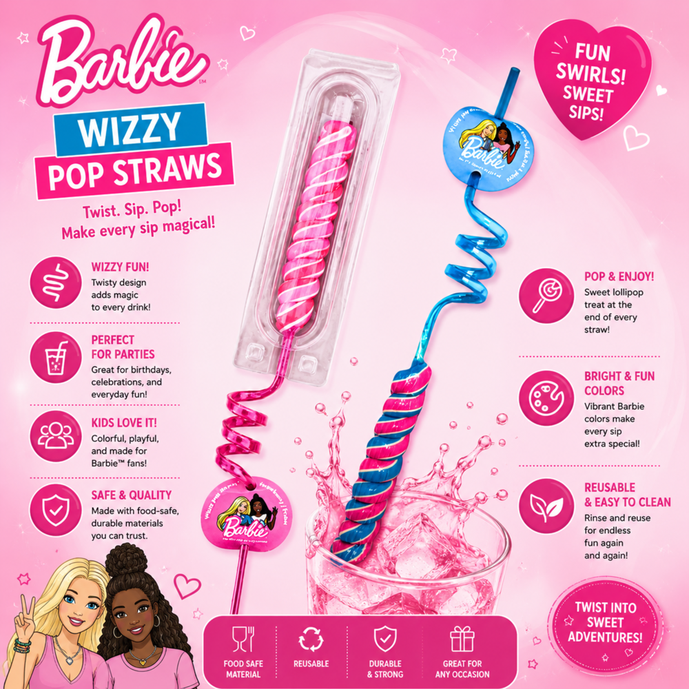 Barbie Wizzy Pop Straws 20pcs ($1.89 per Unit ) [Exp: 05/2027]