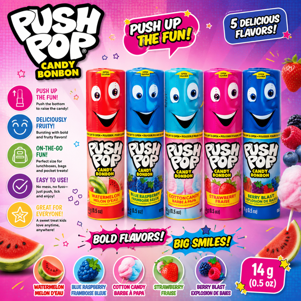 Push Pop Candy 14 g 36pcs ($1.09 per Unit) [Exp: 12/2027]