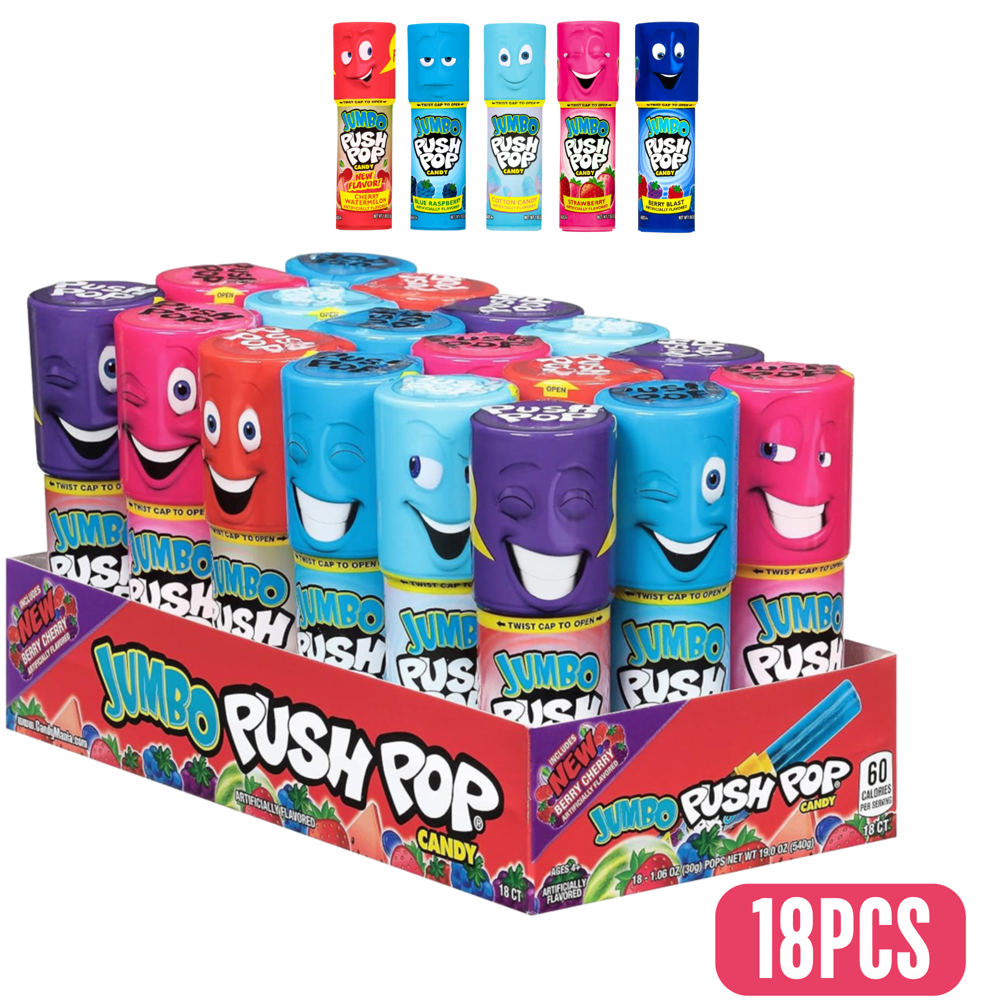 Jumbo Push Pop Candy 30 g 18pcs ($1.75 per Unit) [Exp: 12/2027]