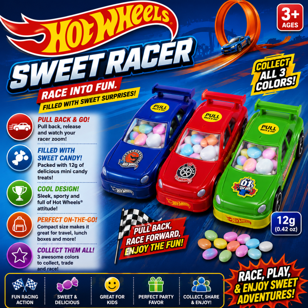 Hot Wheels Sweet Racer 12 g 12pcs ($1.99 per Unit ) [Exp: 07/2027]