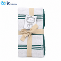 Dish Towels White & Green 8pcs 12"x12" ($0.65 per Piece)