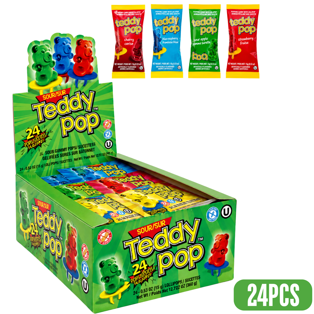 Sour Teddy Pop 15 g 24pcs ($0.65 per Unit )