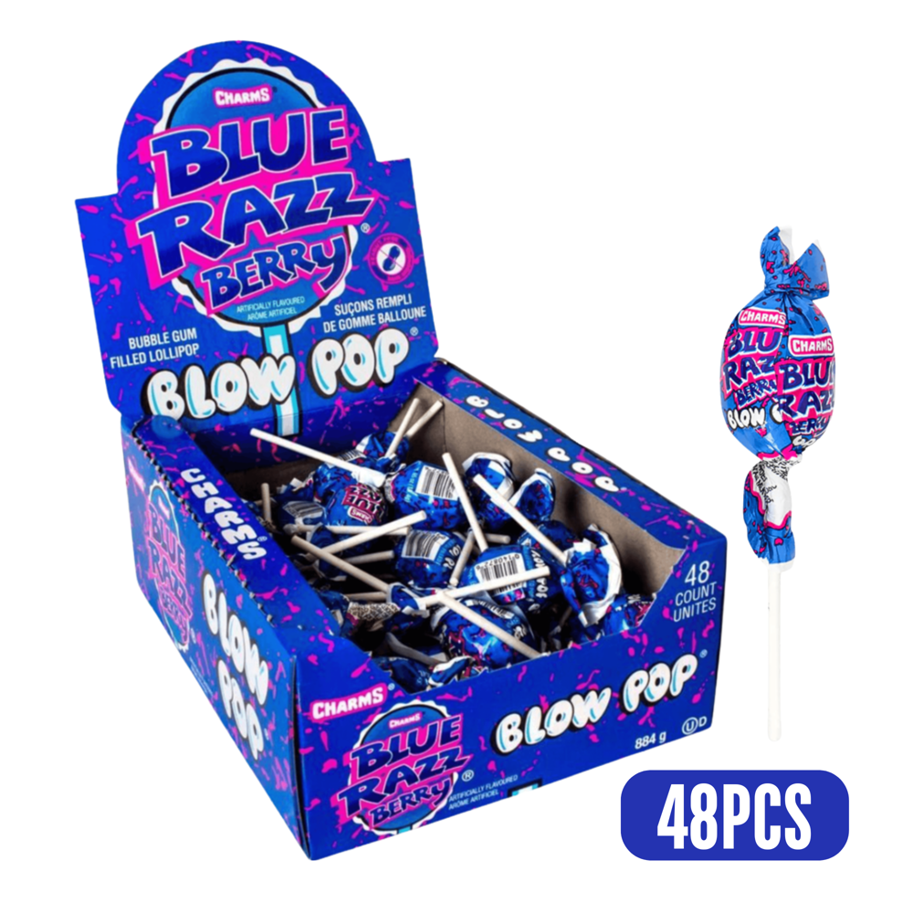 Charms Blue Razz Blow Pop 48pcs ($0.39 per Unit)