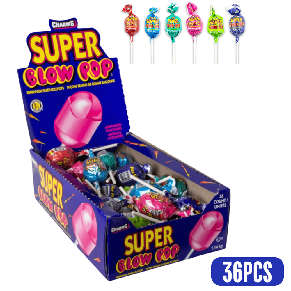 Charms Super Blow Pops Bubble Gum 36pcs ($0.59 per Unit)