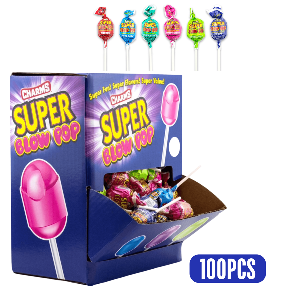 Charms Super Blow Pop Bubble Gum 100pcs ($0.49 per Unit)