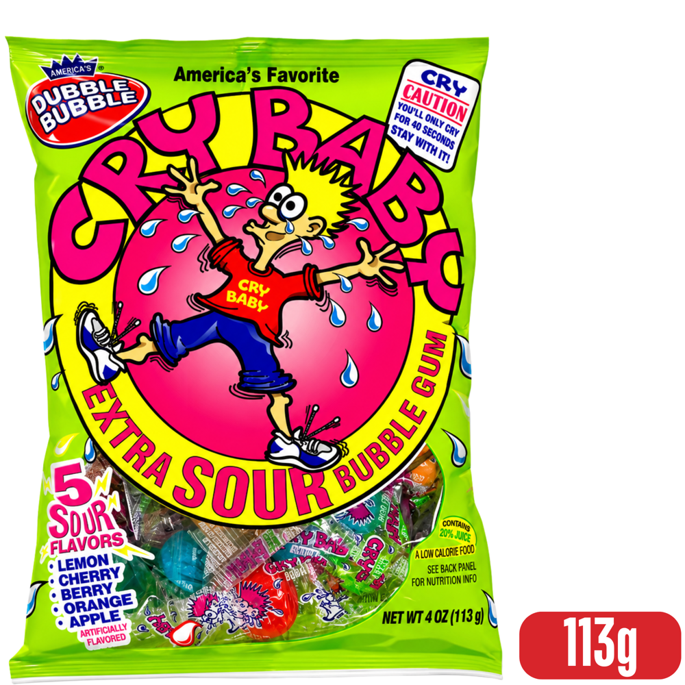 Dubble Bubble Cry Baby Extra Sour Bubble Gum 113 g