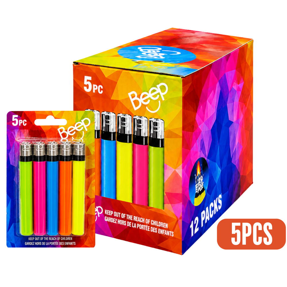 Beep Disposable Lighters 5pk / 12pcs ($1.29 per Unit)