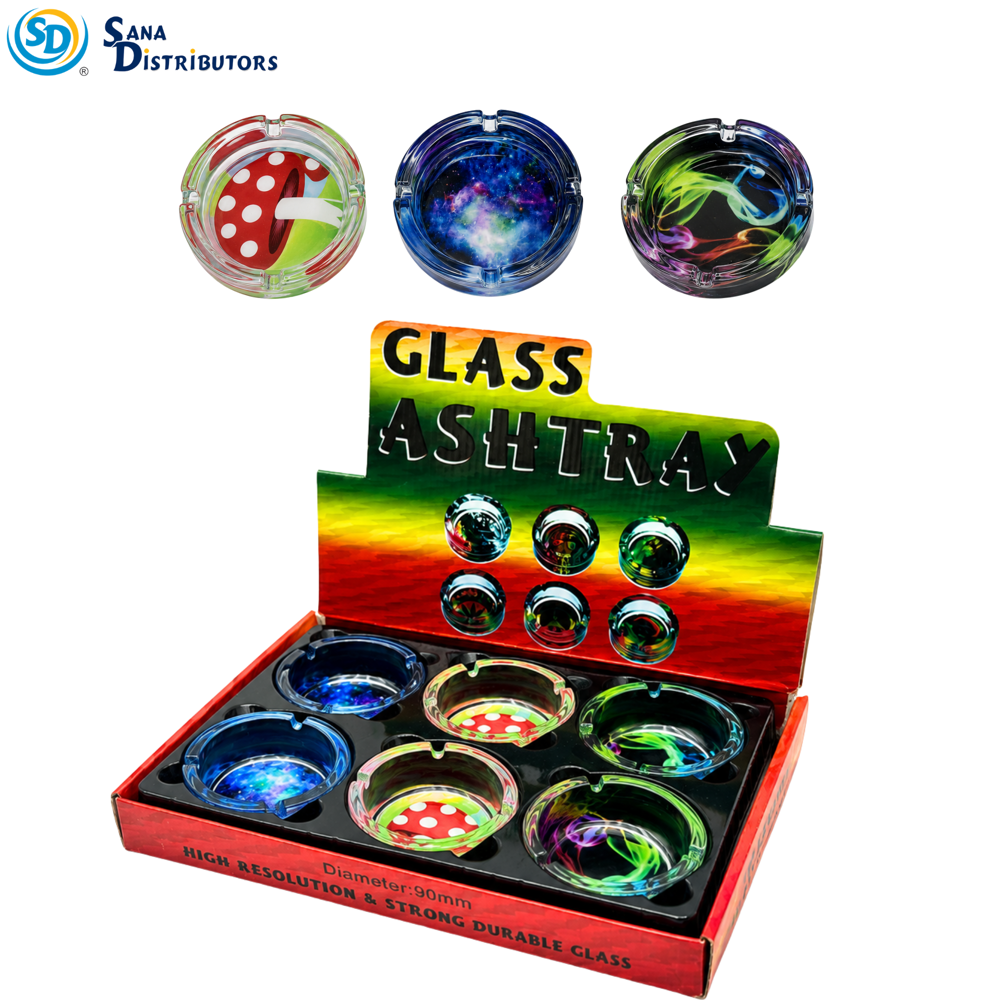 Glass Ashtray - Space/shrooms 6pcs ($16.50 for 6pcs)