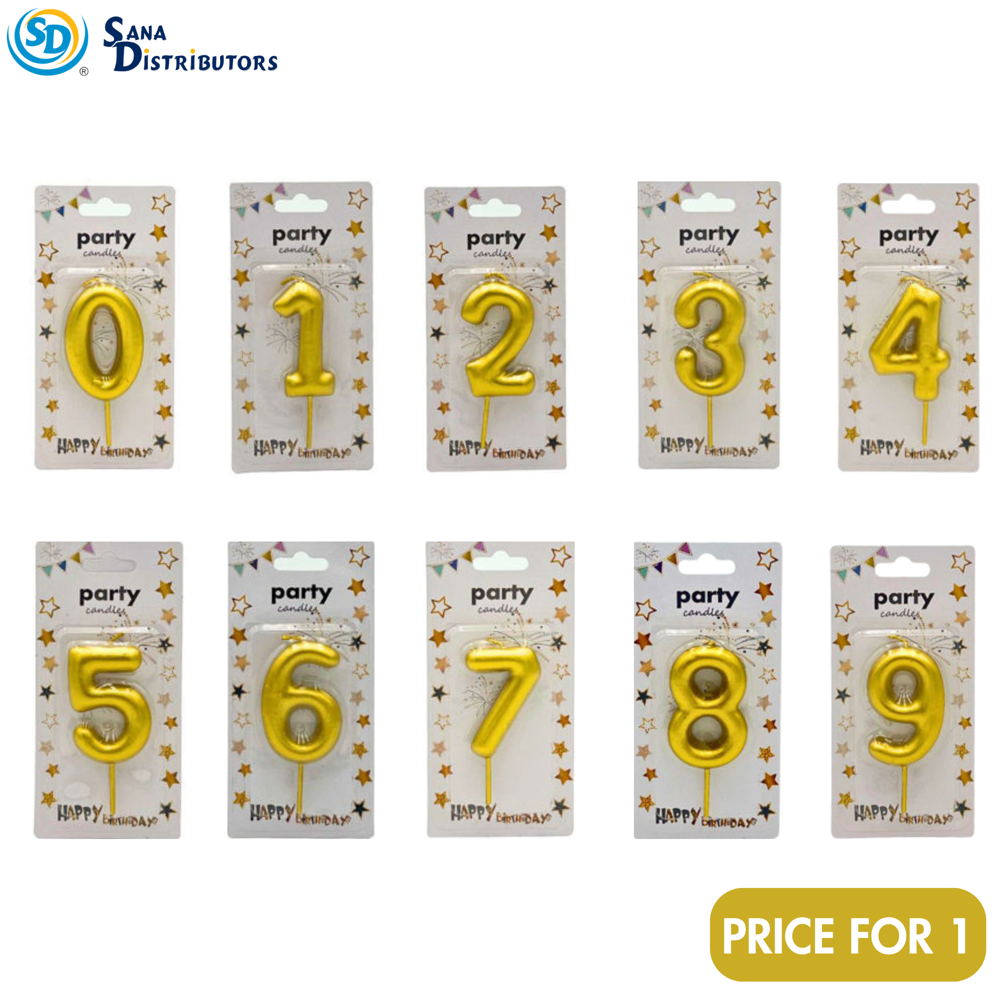 Birthday Candles - Digits - Gold [0-9] 5"x3"