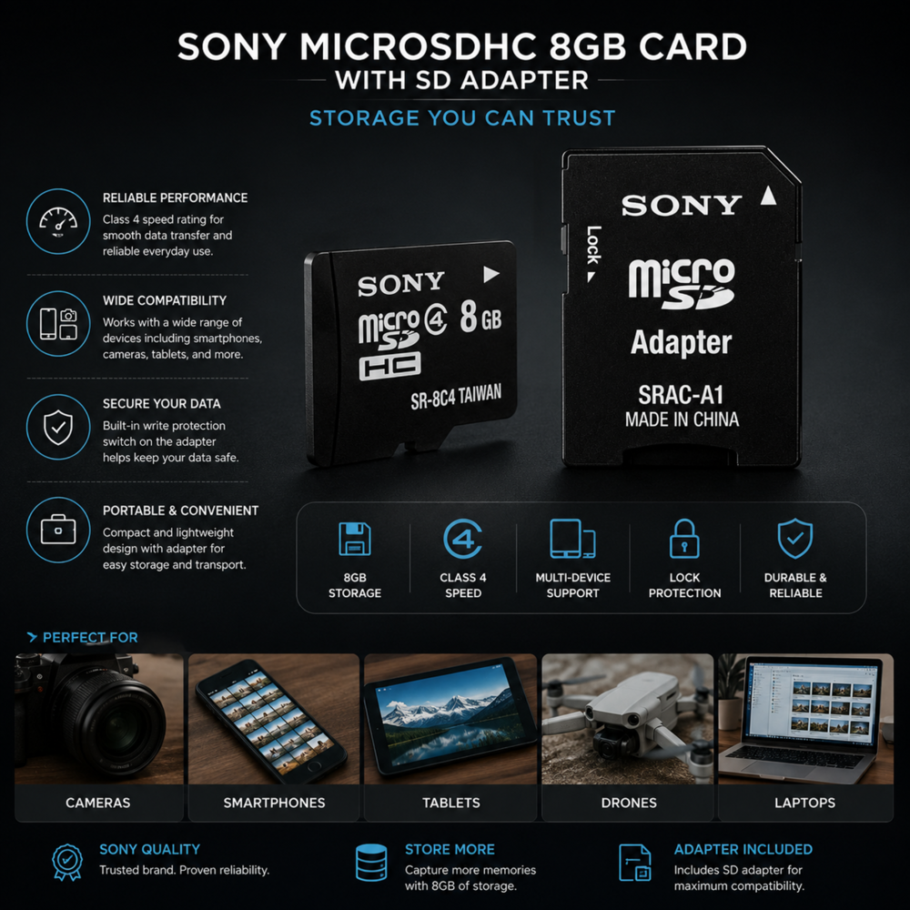 Sony 8gb Microsd Card W/ Adapter